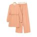 Women's Clothing Middle Eastern Muslim Women's Round Neck Long Sleeve Belt Elastic Waist Top Pants Set_ecoleips.com
