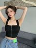 Sexy Ort Zipper Tank Top Women's Inner Wear Pure Color Csole Summer Trendy Commute Sle Slim Fit Single Piece_ecoleips.com