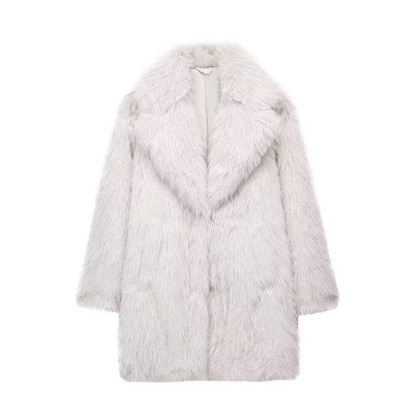 Women's Long Faux Fur Coat Casual Office Lady Street Style Spring/Autumn Outerwear_ecoleips.com