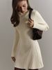 Long-sleeved Semi-turtleneck Dress Knitted Skirt 2025 Spring Foreign Trade European And American Temperament Playful A-word Short Skirt_ecoleips.com