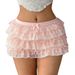 Aria Basics Aria Basics 2025 New European And American Style In-Stock Hot Multi-Layer Cake Skirt Pants, Layered Vacation Beach Lace Shorts_ecoleips.com