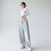 American Style Women's New Spring And Autumn High Waist Slimming Wide Leg Casual Straight Jogger Pants Sweatpants_ecoleips.com