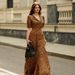 Women's Elegant Lapel Cardigan Dress European American Style New 2025 Fashion Versatile Coat With Belt Waist_ecoleips.com