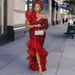 Women's Clothing Collar Dress Designer Single Sleeve Oblique Hem Mesh Wood Ear Dress_ecoleips.com