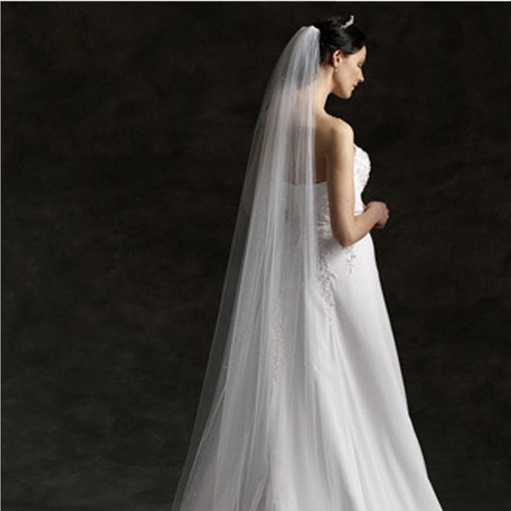 Women's Clothing Bridal Veil Long Trailing Fashionable Wedding Veil Bridal Veil Long Simple_ecoleips.com