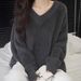girl Cream Yellow Mink Velvet V-Neck Sweater Women, Loose Gentle Lazy Style Pullover Knitwear For Autumn And Winter, Thick_ecoleips.com