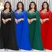 Elegant Rhinestone Evening Dress For Women – Stunning V-Neck Long Sleeve Gown With A-Line Silhouette (Black/Blue/Emerald/Red, S-Xxl)_ecoleips.com