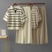 Women's Striped Polo Collar Knitted Suit Two Piece Set European American Style Casual Loose Wide Leg Pants Summer Outfit_ecoleips.com