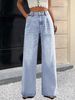 Women's High-Waisted Relaxed Straight Leg Jeans – Vintage Washed Denim Pants (XS-XXXL, Cotton-Polyester Blend, Casual & Trendy)_ecoleips.com