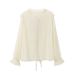 Aria Basics Aria Basics AA2025 New European American Women's Fashion Cross-Border Trade Shirt With Bow And Layered Decoration 8538_ecoleips.com