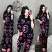 Fashionable Plus Size Two Piece Set For Women Smiley Face Wide Leg Pants And Short Sleeved Top Casual Loose Fitting Design Popular_ecoleips.com