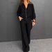 Women's Linen-Blend V-Neck Top & Straight Pants Set – Relaxed Two-Piece Outfit For Casual & Work (7 Colors, S-3XL)_ecoleips.com