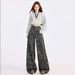 American-style High-waisted Camouflage Wide-leg Jeans Women, Loose Slimming Straight Pants Spring And Autumn, Available_ecoleips.com