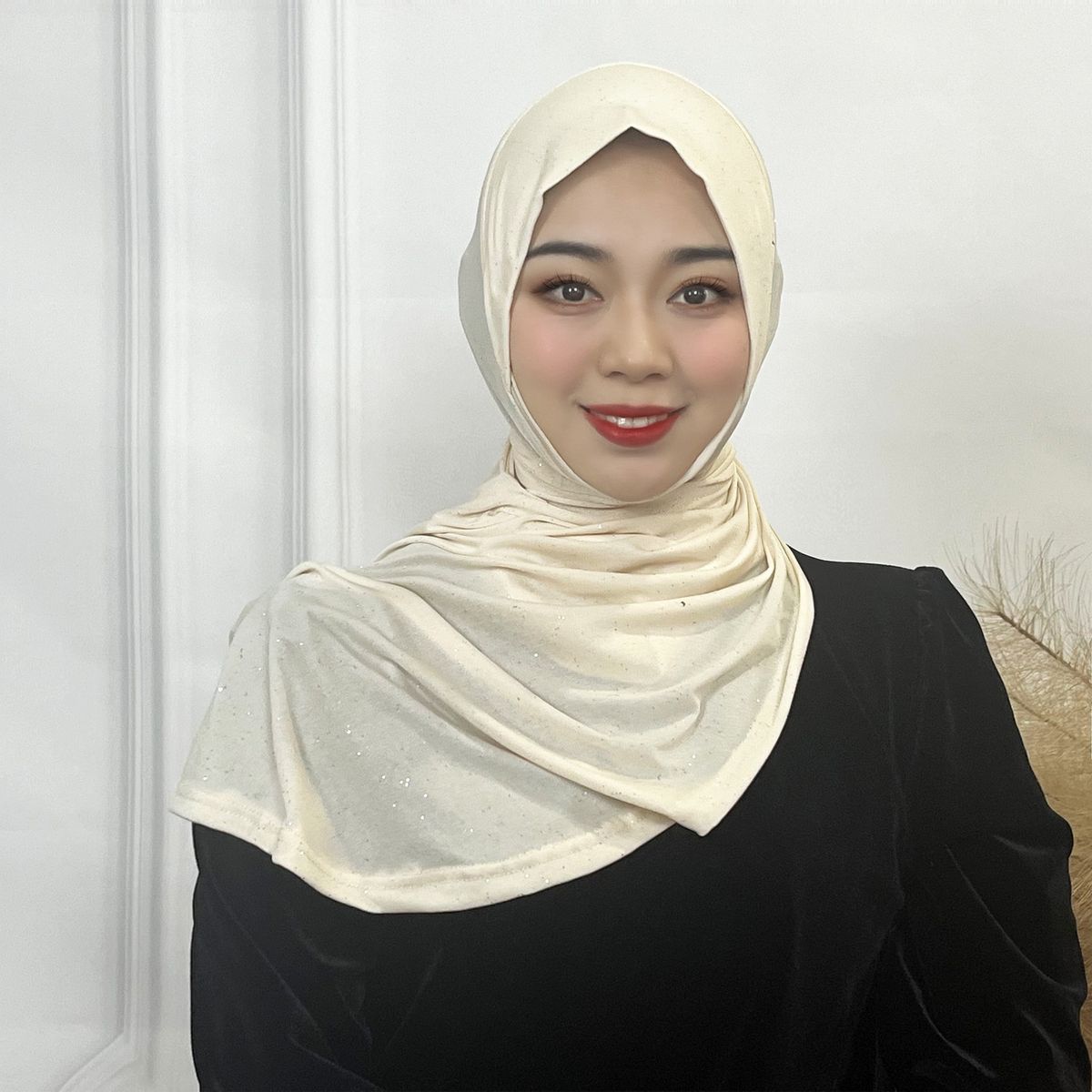 Muslim Accessories Gold Flecked Polyester Hijab Scarf - Elegant Shimmering Headwear For Muslim Women, Comfortable & Stylish In 12 Colors_ecoleips.com