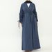 Modest Abaya Dress Aiyirui Belted V-Neck Duster Coat – Dubai-Inspired Longline Cardigan With Drawstring Sleeves (S-XL, Solid Colors)_ecoleips.com