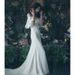Light 2026 New Simple Off-Shoulder Mori Style Bride Wedding Mermaid French Hepburn Travel Shoot Outdoor Dress_ecoleips.com