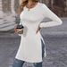Autumn Girl's Long Sleeves Slim Slimming Slit Long T-Shirt_ecoleips.com