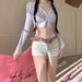 White Slim Fit Ripped Denim Shorts for Women Summer Style Sexy Hot Girl Straight Leg A-Line Bodycon Hot Pants_ecoleips.com