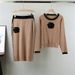 Spring Autumn New Camellia Knitted Set For Women Fashionable And Elegant Round Neck Top With Color-Block Bodycon Skirt_ecoleips.com