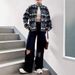 Women’s Clothing Autumn and Winter Geometric Pattern Casual All match Zippered Woolen Coat Hooded Plush Sweater Plush Warm_ecoleips.com