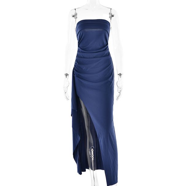 Women's Clothing Evening Dress Women's Clothing One Shoulder Tube Top Dress Fashionable Sexy Backless High Slit Long Skirt Autumn_ecoleips.com