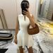 Talenza White Knitted Mini Dress Fashion Lapel Single Breasted Slim Sleeveless A-line Dress Summer Casual Office Women's Dress_ecoleips.com