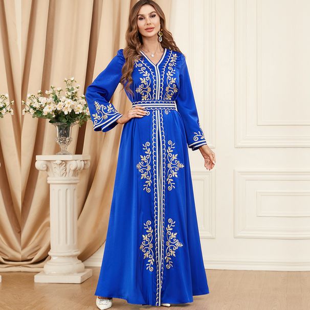 Women's Clothing Muslim Suit Long Skirt Slit Long Sleeve Autumn And Winter Women's Clothing Embroidered Clothes Two Piece Dress_ecoleips.com