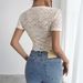 Eurean And American Cross-border 2026 Summer New Sexy Lace V-neck T-shirt For Women, Slim-fit, Short Style, Hot Girl_ecoleips.com