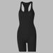 Fashion Summer Women's Clothing Back U Neck Sexy Solid Color Tight Hip Sports One Piece Yoga Pants Short_ecoleips.com