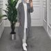 Modest Longline Cardigan For Muslim Women – Elegant Diamond Knit Open Front Cover-Up, Breathable Polyester Blend, Oversized Length (100cm+), Grey/Blue_ecoleips.com