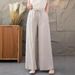 Suitable For All Seasons Zen Elastic Waist Drawstring Tie Linen Casual Loose Slimming Versatile Wide-leg Long Pants For Women_ecoleips.com