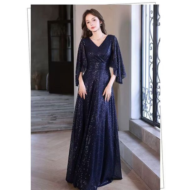 Women’s Clothing Grand Choir Dress Noble Gold French Light Luxury High End Niche Performance Host Banquet Temperament Dress_ecoleips.com