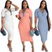 Women's Clothing Washed Denim Splicing Pockets Solid Color Women's Fashion Dress_ecoleips.com