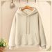 100% Cotton Sweatshirt For Women With Double Layer Hood, White High-end Student Versatile Loose T, Trendy New Couple_ecoleips.com
