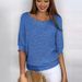 Women's Clothing Solid Color Round Neck Sweater For Women Commuting Elegant Three Quarter Sleeve Top Air Conditioning Shirt_ecoleips.com