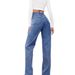 Casual Trendy Fashion Stretch Washed Denim Jeans For Women, Loose Straight-leg Pants_ecoleips.com