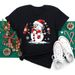 Merry Christmas Tree Santa Claus Cartoon Plus Size Women's Fashion Short Sleeve T-Shirt_ecoleips.com
