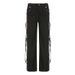 Women's Clothing New Hot Girl Low Waist High Street Pocket Ribbon Stitching Straight Black Woven Pants Workwear Casual Pants_ecoleips.com