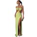 European And American One-shoulder Dress, Solid Color Pullover, Sexy Backless Evening Gown, Long Elegant Style With_ecoleips.com