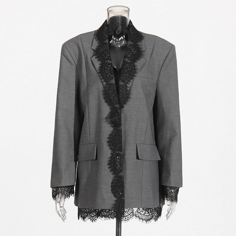Kk Fashionable Design Sense Of Small Suit, New Lace Patchwork Embroidery Lapel Style Suit Jacket_ecoleips.com