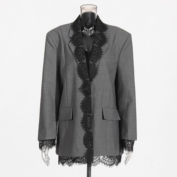 Kk Fashionable Design Sense Of Small Suit, New Lace Patchwork Embroidery Lapel Style Suit Jacket_ecoleips.com
