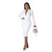 Fashion Women's Deep V Sexy Long Sleeve Versatile Wrap Hip Dress_ecoleips.com