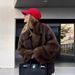 Luxury Faux Fox Fur Long Sleeve Coat For Women – Elegant Suit Collar Cardigan, Relaxed Fit, Winter & Spring Outerwear_ecoleips.com