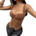 Cross-border Foreign Trade INS Street Style Suede Retro Fishbone Vest Irregular Diamond-shaped Top With Chest Pads 71432_ecoleips.com