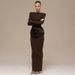 Women's Clothing Elegant Slim Fit Long Sleeved Pleated Bodycon Dress For Women Style Solid Color Autumn Winter Dress_ecoleips.com