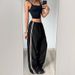 Color Blocked Straight Leg Casual Pants Elastic Waist Versatile Slimming Long Trousers American Hot Girl Street Style Sporty Women's Bottoms_ecoleips.com