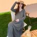 Autumn New Korean Fashion Maternity Dress With Straps + Cardigan Jacket Two-Piece Set For Pregnant Women_ecoleips.com