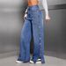 High Waisted Loose Fitting Straight Leg Jeans For Women Button Design Relaxed Everyday Wear Comfortable Feshion_ecoleips.com