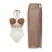Women's Halterneck One-Piece Swimsuit With Wrap Skirt, Tummy Control Swimdress With Built-In Bra For Beach & Resort_ecoleips.com
