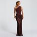 Women's Sleeveless Slim Fit Ruched Panel Solid Color Bodycon Mermaid Hem Maxi Dress – Elegant Party Gown_ecoleips.com